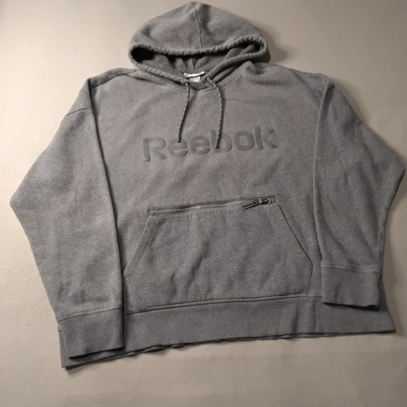 Reebok Tops - Reebok Womens Gray Hoodie Pullover Sweatshirt Sz XL Zip Pocket.
